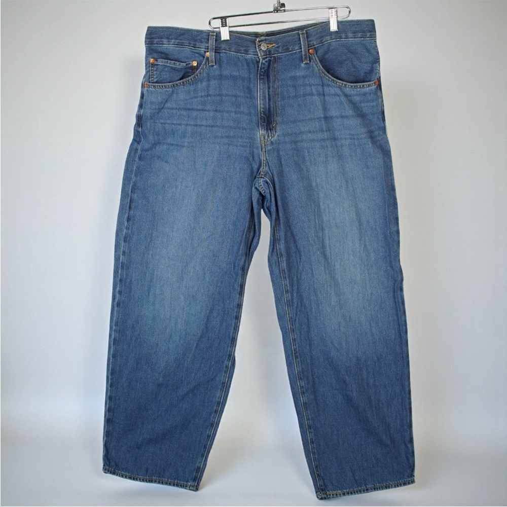Levis Premium Big E Baggy Dad Wide Leg Jeans Women’s 33 x 30 Medium Wash Rare